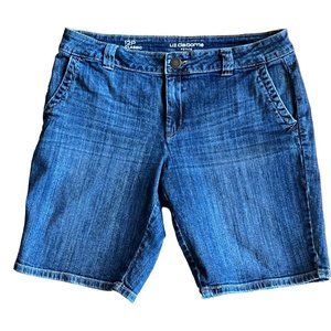 Liz Claiborne Women's Shorts Denim Blue Jean Stretch Classic Fit Size12 Petite
